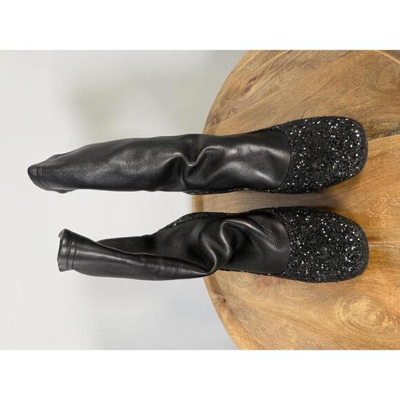 Premiata Sock Ankle Boots EU 35 US 5 Black Crystal Glitter Block Heel Womens NWB - Picture 6 of 11